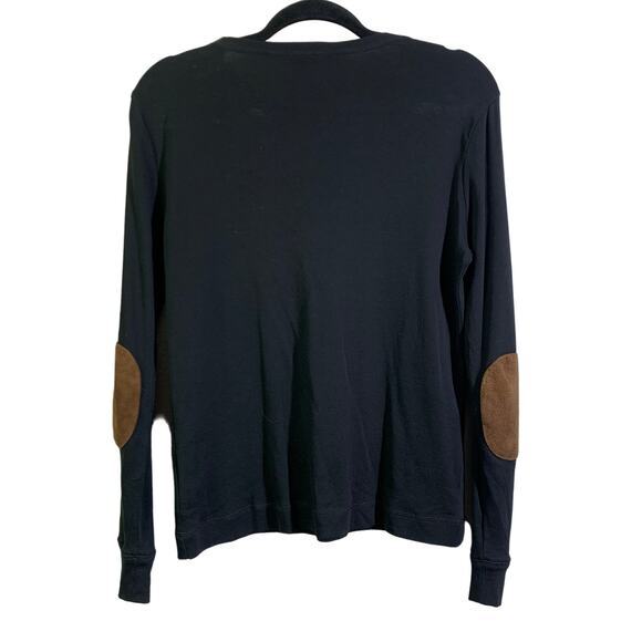 LAUREN RALPH‎ LAUREN Top Blouse Crew Neck Faux Suede Elbow Patches Shoulder Zip - Picture 2 of 13
